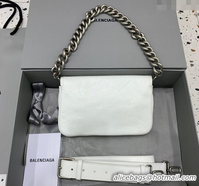 Super Quality Balenciaga BB Soft Small Flap Bag in peach calfskin 48086 white aged-silver hardware 2025