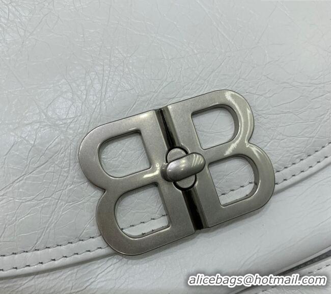 Super Quality Balenciaga BB Soft Small Flap Bag in peach calfskin 48086 white aged-silver hardware 2025