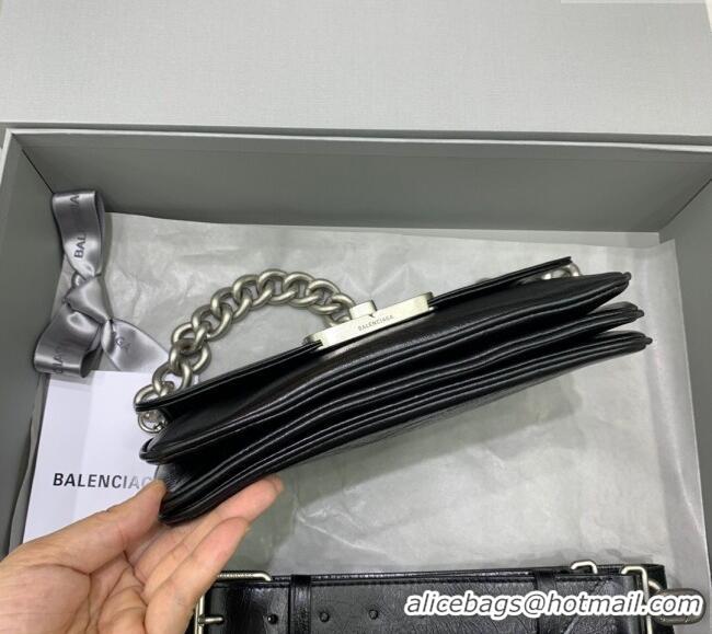 Top Quality Balenciaga BB Soft Small Flap Bag in peach calfskin 48086 black aged-silver hardware 2025