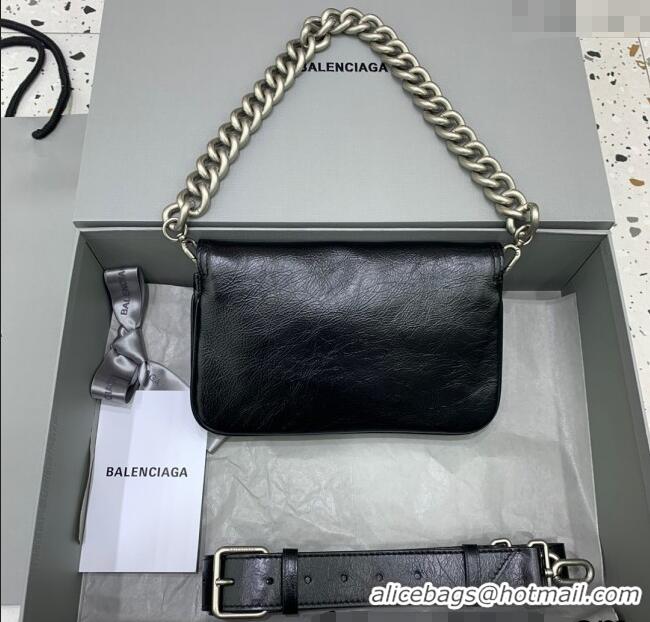 Top Quality Balenciaga BB Soft Small Flap Bag in peach calfskin 48086 black aged-silver hardware 2025
