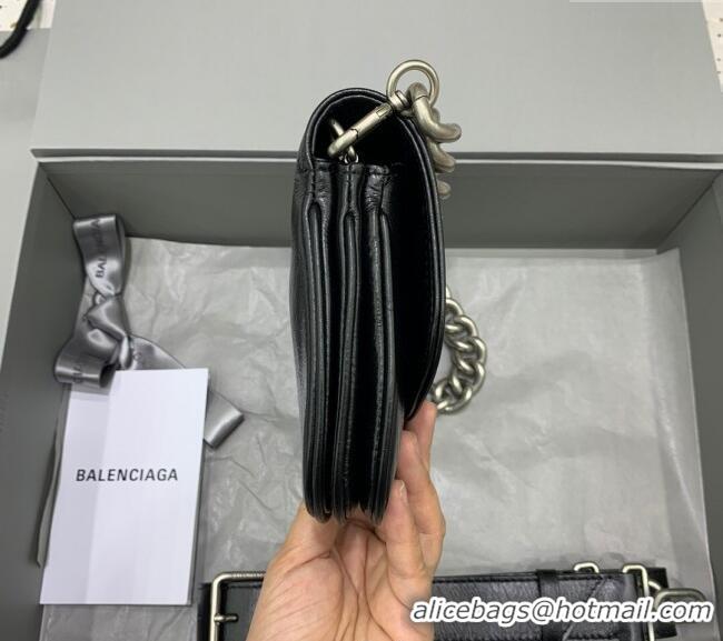 Top Quality Balenciaga BB Soft Small Flap Bag in peach calfskin 48086 black aged-silver hardware 2025
