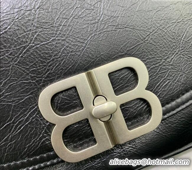 Top Quality Balenciaga BB Soft Small Flap Bag in peach calfskin 48086 black aged-silver hardware 2025