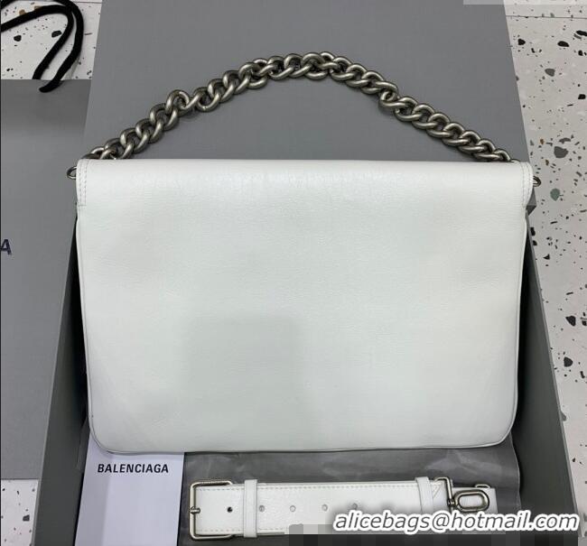 Top Quality Balenciaga BB Soft Large Flap Bag in peach calfskin 48087 white aged-silver hardware 2025