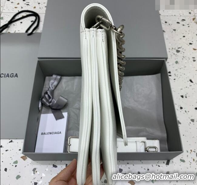 Top Quality Balenciaga BB Soft Large Flap Bag in peach calfskin 48087 white aged-silver hardware 2025