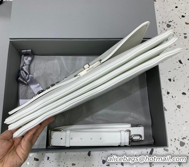 Top Quality Balenciaga BB Soft Large Flap Bag in peach calfskin 48087 white aged-silver hardware 2025