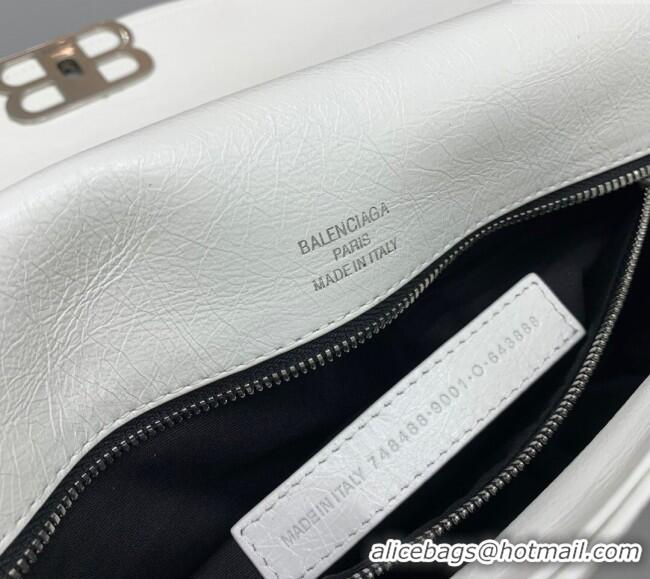 Top Quality Balenciaga BB Soft Large Flap Bag in peach calfskin 48087 white aged-silver hardware 2025