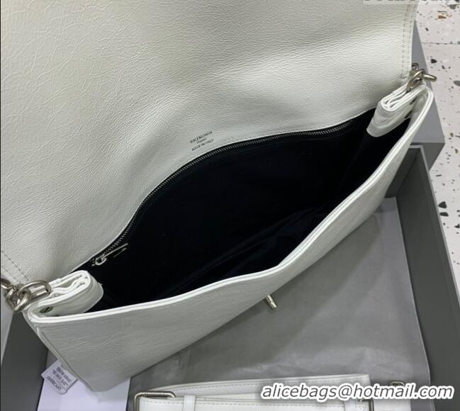 Top Quality Balenciaga BB Soft Large Flap Bag in peach calfskin 48087 white aged-silver hardware 2025