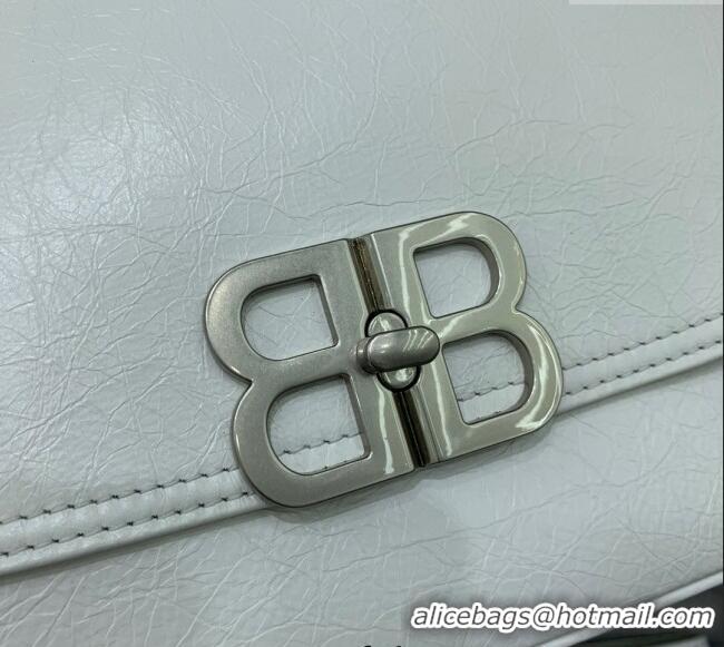 Top Quality Balenciaga BB Soft Large Flap Bag in peach calfskin 48087 white aged-silver hardware 2025