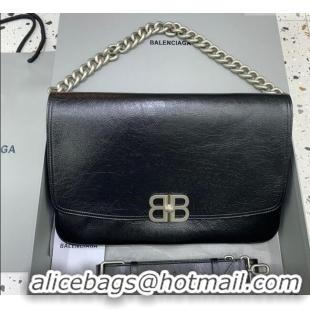 Trendy Design Balenciaga BB Soft Large Flap Bag in peach calfskin 48087 Black aged-silver hardware 2025