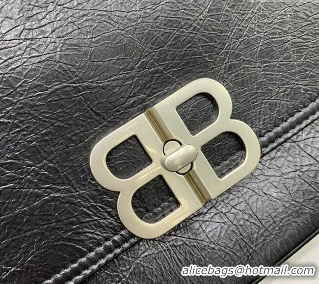 Trendy Design Balenciaga BB Soft Large Flap Bag in peach calfskin 48087 Black aged-silver hardware 2025