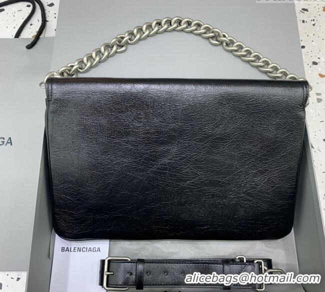 Trendy Design Balenciaga BB Soft Large Flap Bag in peach calfskin 48087 Black aged-silver hardware 2025