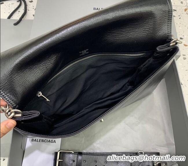 Trendy Design Balenciaga BB Soft Large Flap Bag in peach calfskin 48087 Black aged-silver hardware 2025