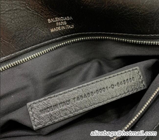 Trendy Design Balenciaga BB Soft Large Flap Bag in peach calfskin 48087 Black aged-silver hardware 2025