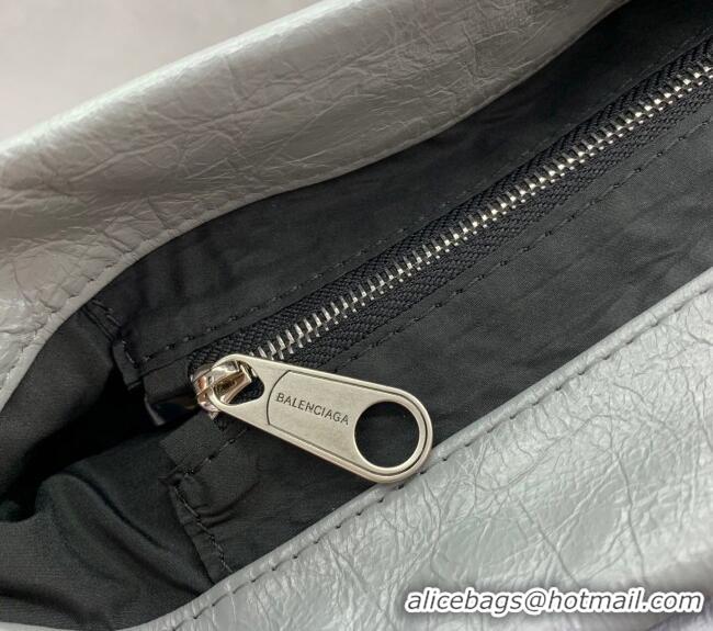 Good Quality Balenciaga Shopper Large Dust Bag Crossbody Pouch in Arena lambskin 48088 Grey With aged-silver hardware 20