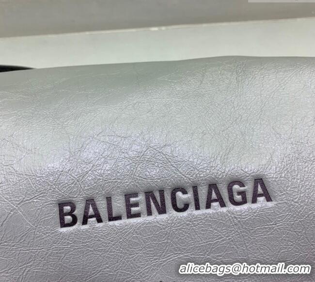 Good Quality Balenciaga Shopper Large Dust Bag Crossbody Pouch in Arena lambskin 48088 Grey With aged-silver hardware 20
