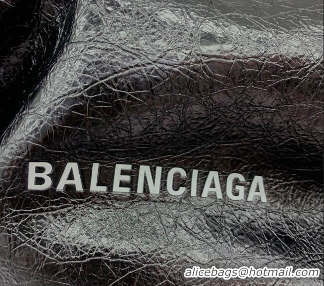 Super Quality Balenciaga Shopper Large Dust Bag Crossbody Pouch in Arena lambskin 48088 Black With aged-silver hardware 