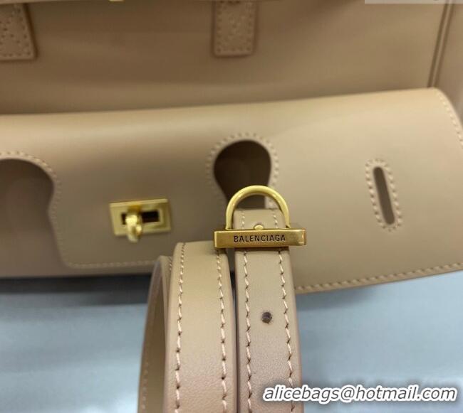 Promotional Balenciaga Bel Air Small Carry All Bag in smooth calfskin 48089 latte beige aged-gold hardware 2025