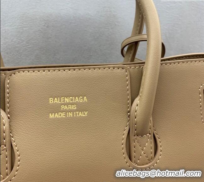 Promotional Balenciaga Bel Air Small Carry All Bag in smooth calfskin 48089 latte beige aged-gold hardware 2025