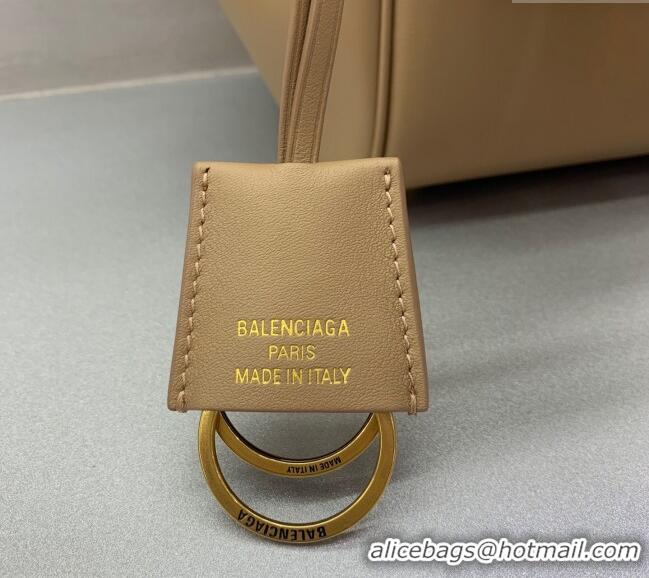 Promotional Balenciaga Bel Air Small Carry All Bag in smooth calfskin 48089 latte beige aged-gold hardware 2025