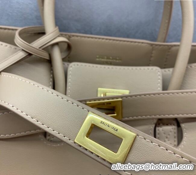 Promotional Balenciaga Bel Air Small Carry All Bag in smooth calfskin 48089 latte beige aged-gold hardware 2025