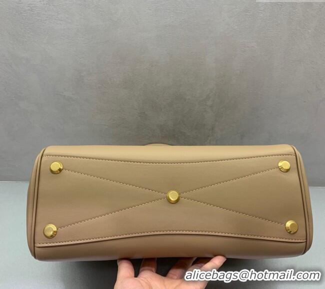 Promotional Balenciaga Bel Air Small Carry All Bag in smooth calfskin 48089 latte beige aged-gold hardware 2025