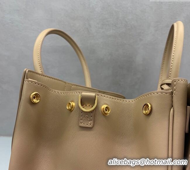 Promotional Balenciaga Bel Air Small Carry All Bag in smooth calfskin 48089 latte beige aged-gold hardware 2025