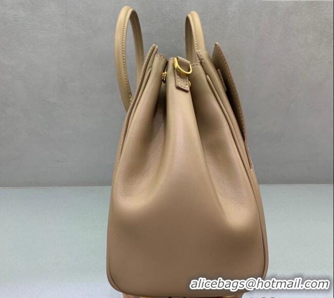 Promotional Balenciaga Bel Air Small Carry All Bag in smooth calfskin 48089 latte beige aged-gold hardware 2025