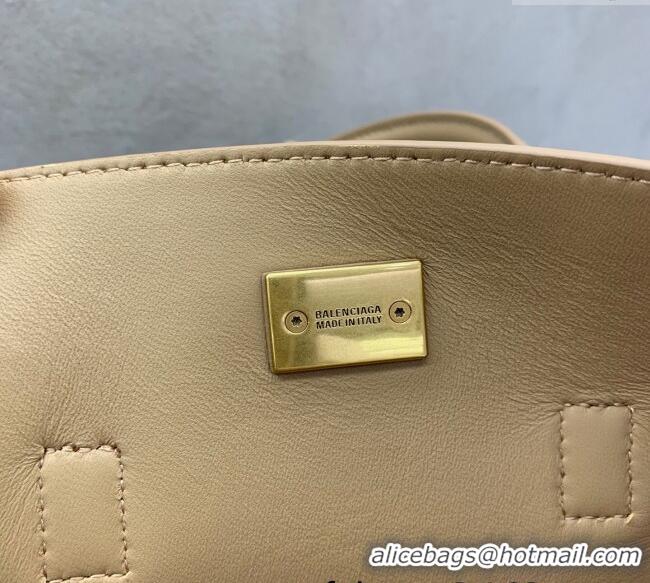 Promotional Balenciaga Bel Air Small Carry All Bag in smooth calfskin 48089 latte beige aged-gold hardware 2025