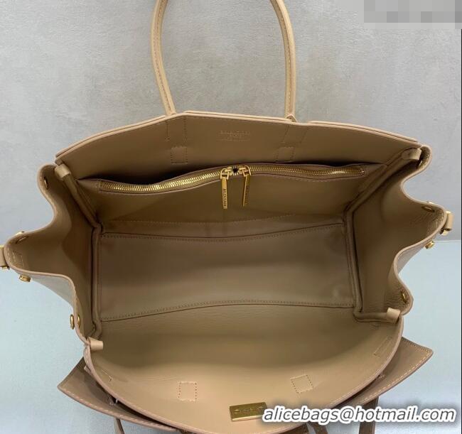 Promotional Balenciaga Bel Air Small Carry All Bag in smooth calfskin 48089 latte beige aged-gold hardware 2025