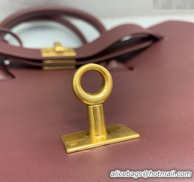 Inexpensive Balenciaga Bel Air Small Carry All Bag in smooth calfskin 48089 dark burgundy aged-gold hardware 2025