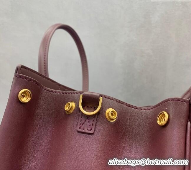 Inexpensive Balenciaga Bel Air Small Carry All Bag in smooth calfskin 48089 dark burgundy aged-gold hardware 2025