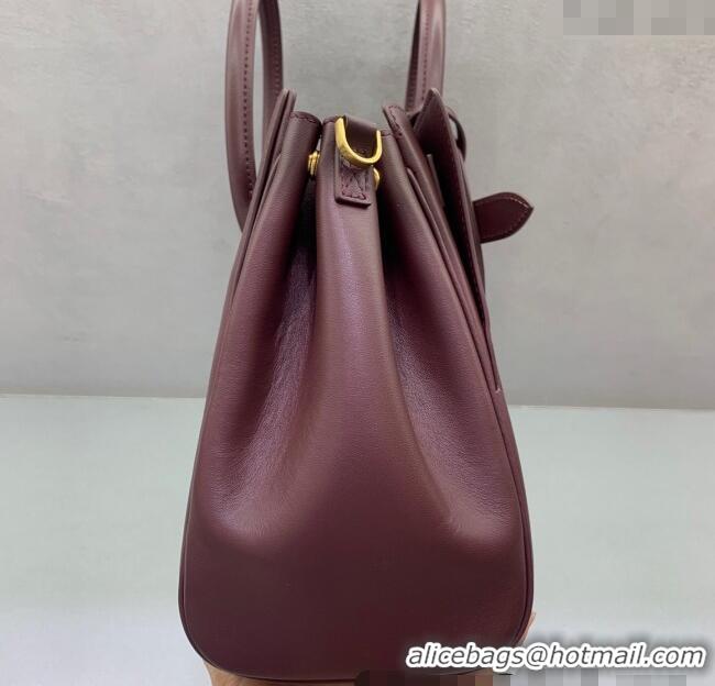 Inexpensive Balenciaga Bel Air Small Carry All Bag in smooth calfskin 48089 dark burgundy aged-gold hardware 2025