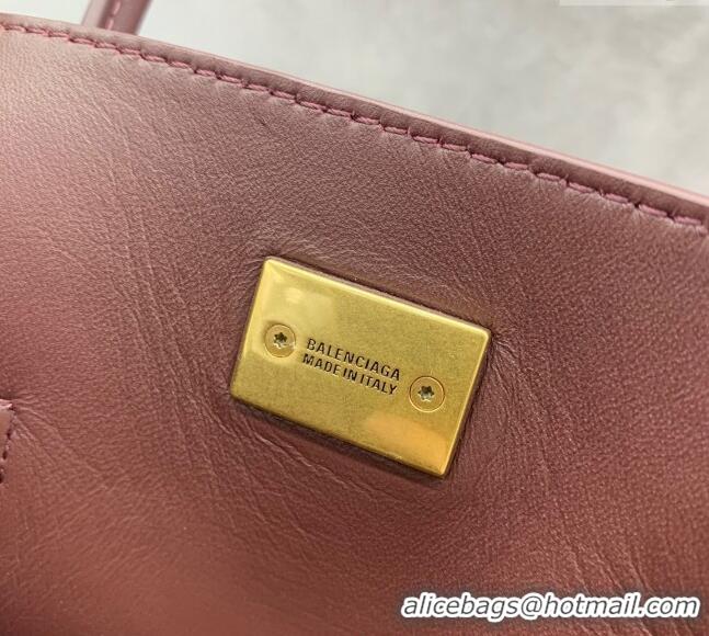 Inexpensive Balenciaga Bel Air Small Carry All Bag in smooth calfskin 48089 dark burgundy aged-gold hardware 2025
