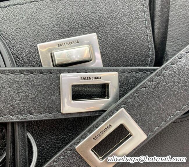 Super Quality Balenciaga Bel Air Small Carry All Bag in smooth calfskin 48089 black aged-silver hardware 2025