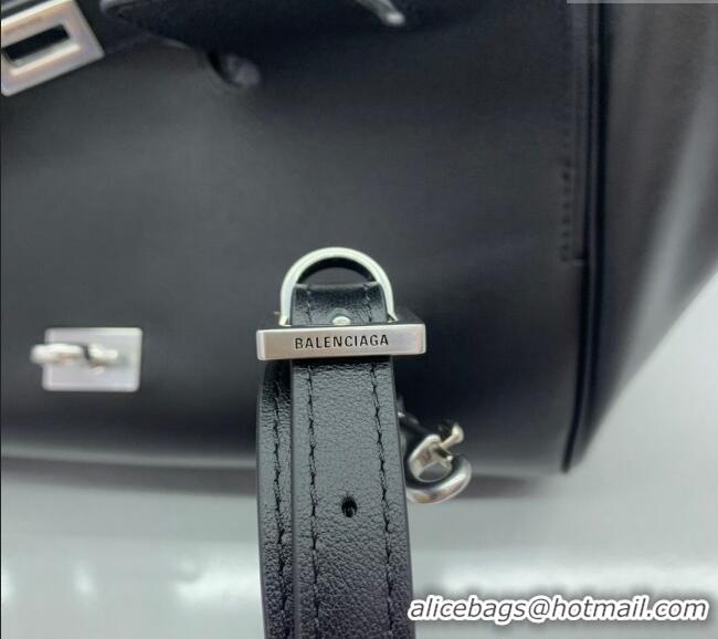 Super Quality Balenciaga Bel Air Small Carry All Bag in smooth calfskin 48089 black aged-silver hardware 2025