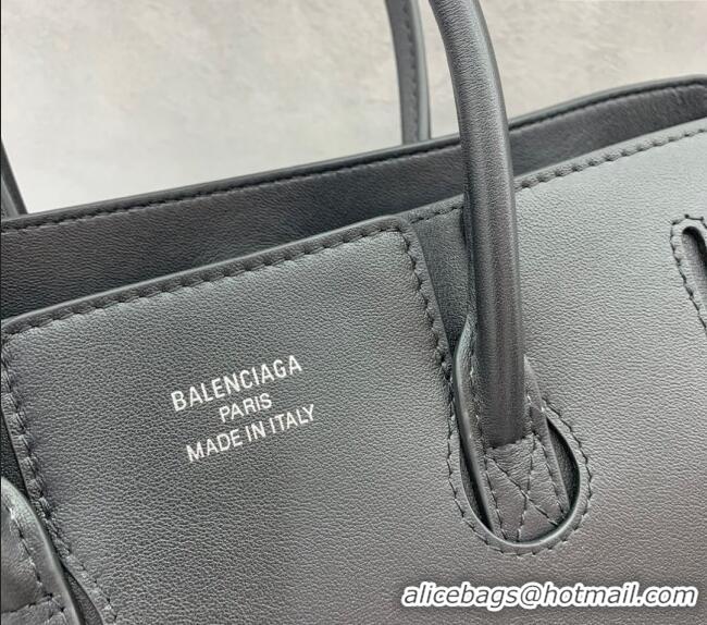 Super Quality Balenciaga Bel Air Small Carry All Bag in smooth calfskin 48089 black aged-silver hardware 2025