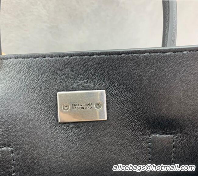 Super Quality Balenciaga Bel Air Small Carry All Bag in smooth calfskin 48089 black aged-silver hardware 2025
