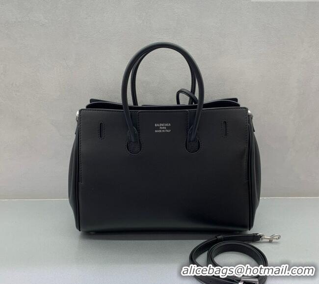 Super Quality Balenciaga Bel Air Small Carry All Bag in smooth calfskin 48089 black aged-silver hardware 2025