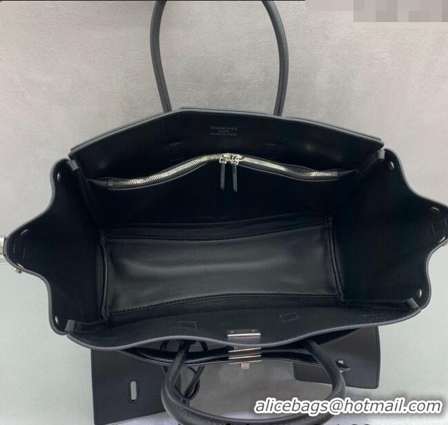 Super Quality Balenciaga Bel Air Small Carry All Bag in smooth calfskin 48089 black aged-silver hardware 2025