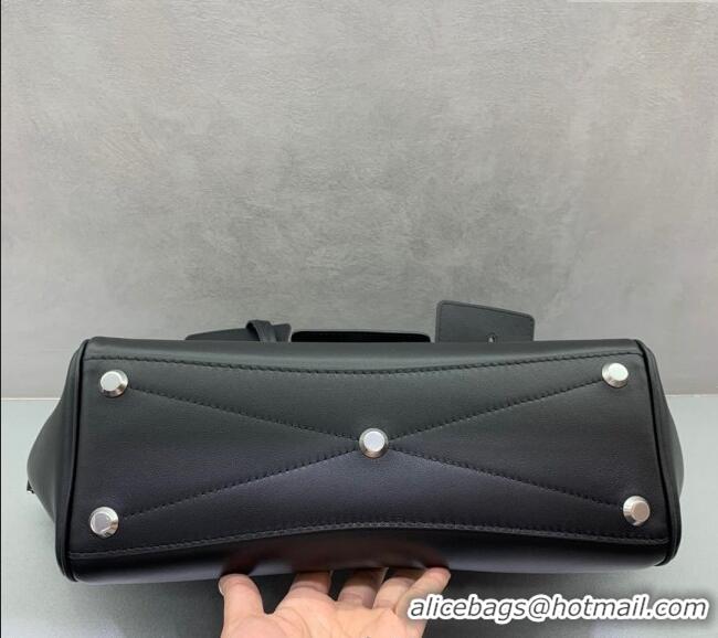 Super Quality Balenciaga Bel Air Small Carry All Bag in smooth calfskin 48089 black aged-silver hardware 2025