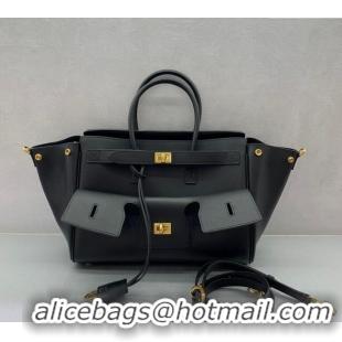 Well Crafted Balenciaga Bel Air Small Carry All Bag in smooth calfskin 48089 black aged-gold hardware 2025