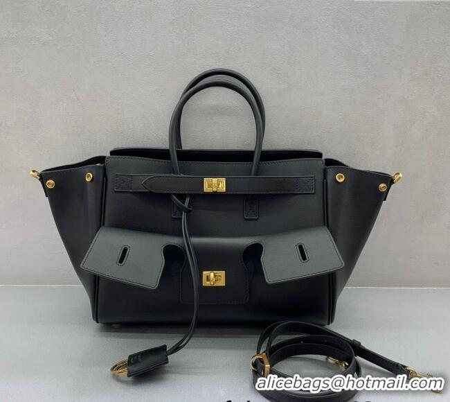 Well Crafted Balenciaga Bel Air Small Carry All Bag in smooth calfskin 48089 black aged-gold hardware 2025