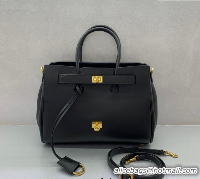 Well Crafted Balenciaga Bel Air Small Carry All Bag in smooth calfskin 48089 black aged-gold hardware 2025