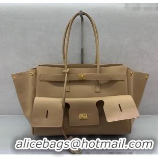 Buy Discount Balenciaga Bel Air Medium Carry All Bag in smooth calfskin 48090 latte beige aged-gold hardware 2025