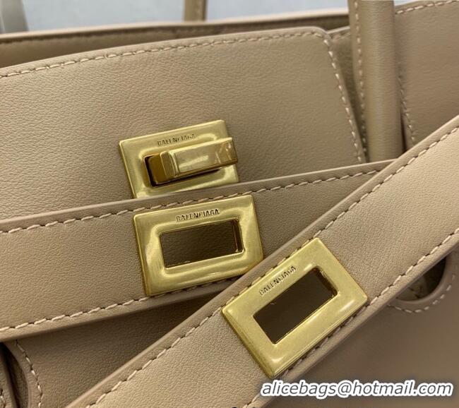 Buy Discount Balenciaga Bel Air Medium Carry All Bag in smooth calfskin 48090 latte beige aged-gold hardware 2025