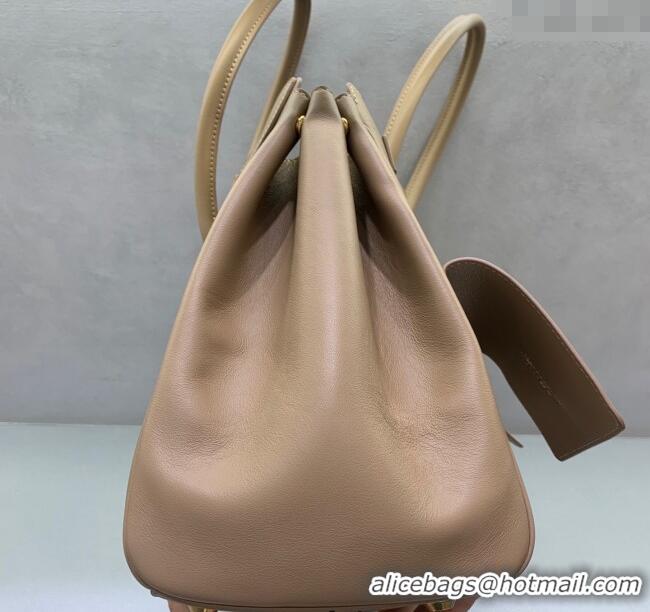 Buy Discount Balenciaga Bel Air Medium Carry All Bag in smooth calfskin 48090 latte beige aged-gold hardware 2025