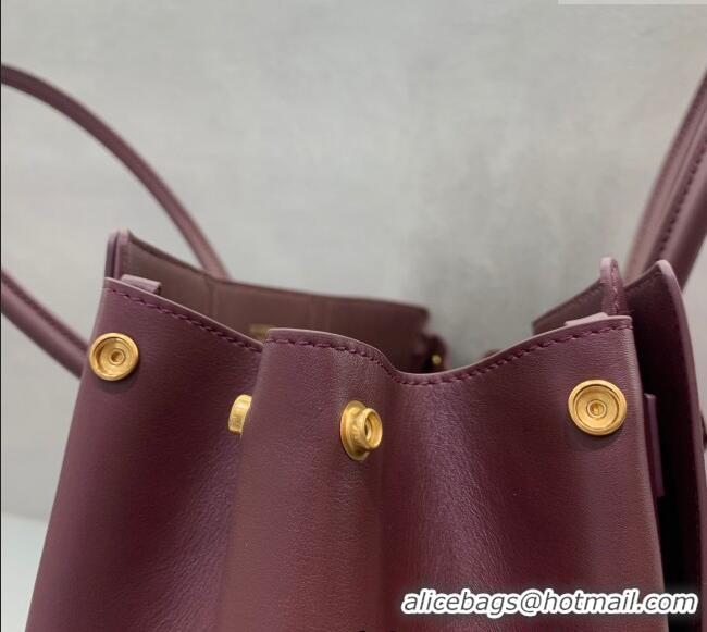 Discount Balenciaga Bel Air Medium Carry All Bag in smooth calfskin 48090 dark burgundy aged-gold hardware 2025