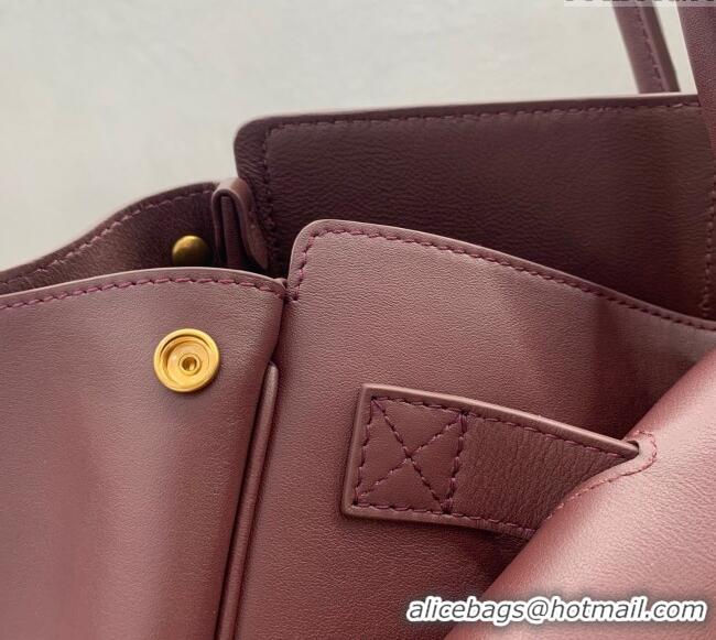 Discount Balenciaga Bel Air Medium Carry All Bag in smooth calfskin 48090 dark burgundy aged-gold hardware 2025