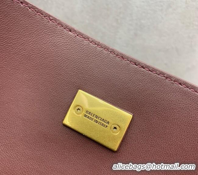 Discount Balenciaga Bel Air Medium Carry All Bag in smooth calfskin 48090 dark burgundy aged-gold hardware 2025