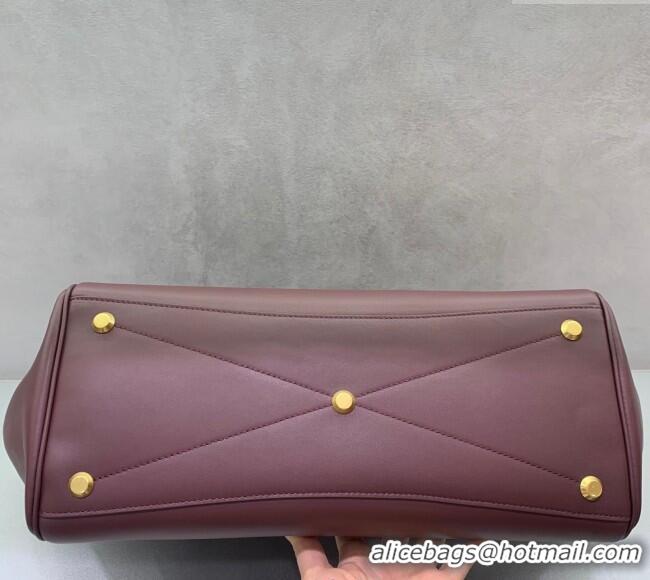 Discount Balenciaga Bel Air Medium Carry All Bag in smooth calfskin 48090 dark burgundy aged-gold hardware 2025